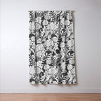 Vintage bohemian black white roses country floral Window Curtain Gallery Image 3