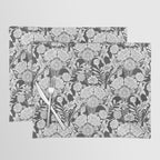Vintage bohemian black white roses country floral Placemat Gallery Image 1