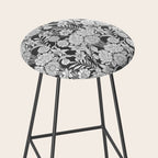 Vintage bohemian black white roses country floral Stool Gallery Image 2