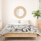 Vintage bohemian black white roses country floral Duvet Cover Gallery Image 3