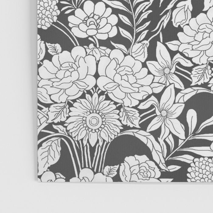 Vintage bohemian black white roses country floral Poster Gallery Image 3