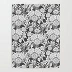 Vintage bohemian black white roses country floral Poster Gallery Image 4