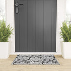 Vintage bohemian black white roses country floral Welcome Mat Gallery Image 3