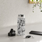 Vintage bohemian black white roses country floral Water Bottle Gallery Image 4