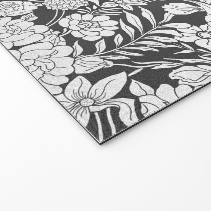 Vintage bohemian black white roses country floral Welcome Mat Gallery Image 2