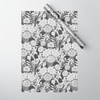 Vintage bohemian black white roses country floral Wrapping Paper Gallery Image 1