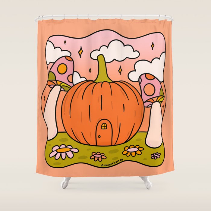 Pumpkin Cottage Shower Curtain Gallery Image 1