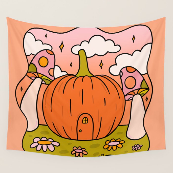 Pumpkin Cottage Wall Tapestry Gallery Image 1