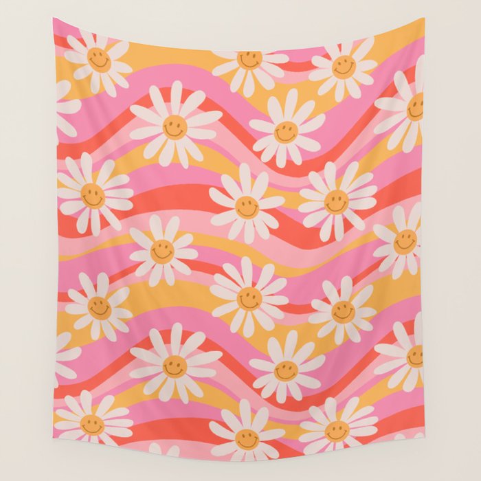 Wavy Daisies Wall Tapestry Gallery Image 1