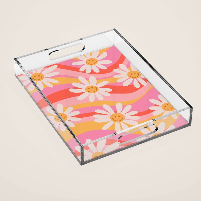 Wavy Daisies Acrylic Tray Gallery Image 1