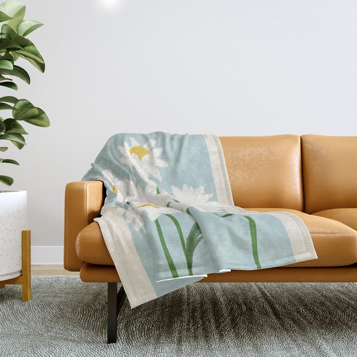 Flower Market - Oxeye daisies Throw Blanket Gallery Image 1