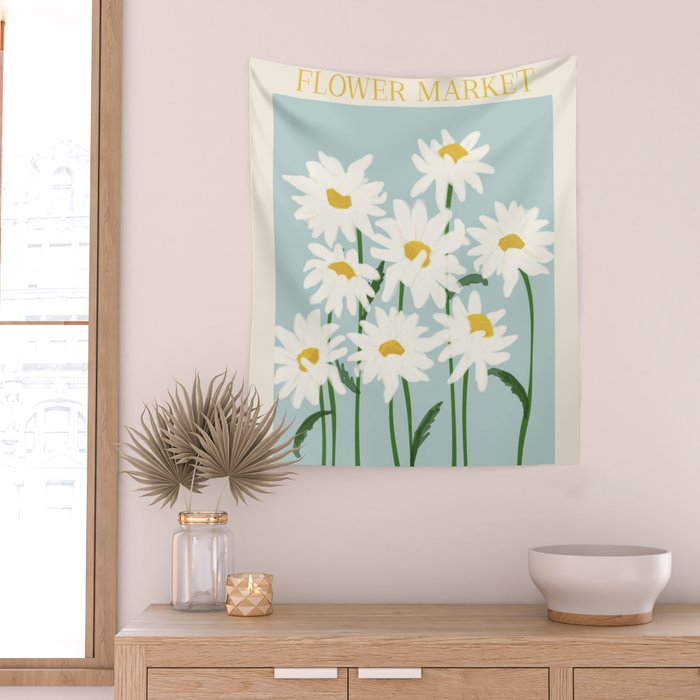 Flower Market - Oxeye daisies Wall Tapestry Gallery Image 2