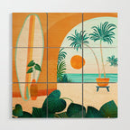 Seaside Surf Retreat Tropical Landscape / Villa Series Wood Wall Art Gallery Image 1