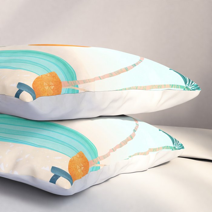 Seaside Surf Retreat Tropical Landscape / Villa Series Pillow Sham Gallery Image 3