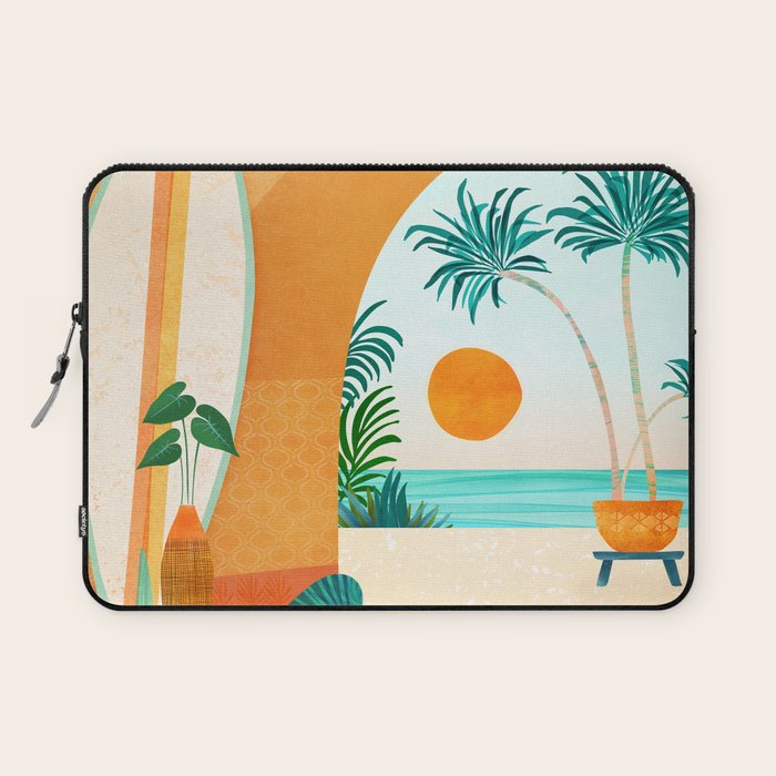 Seaside Surf Retreat Tropical Landscape / Villa Series Laptop Sleeve Gallery Image 1