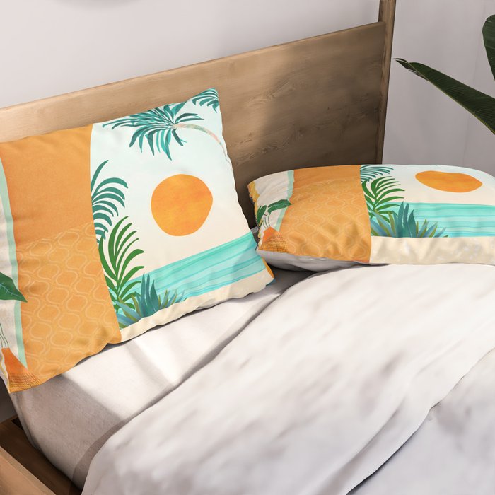 Seaside Surf Retreat Tropical Landscape / Villa Series Pillow Sham Gallery Image 2