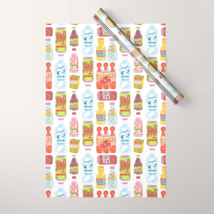 90s Drinks Wrapping Paper Gallery Image 1