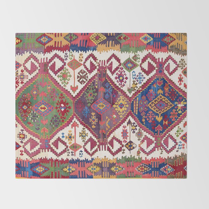Adana Kilim South East Anatolia Antique Tribal Rug Print Throw Blanket Gallery Image 2
