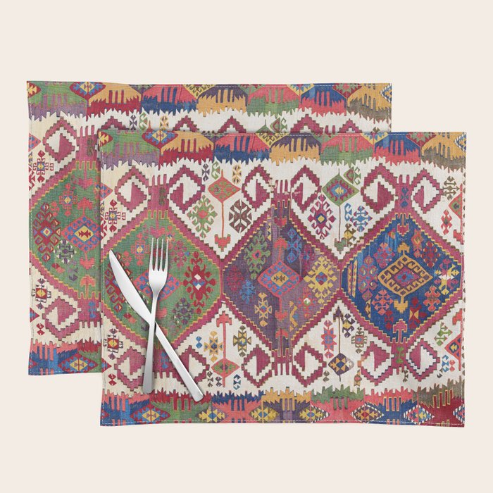Adana Kilim South East Anatolia Antique Tribal Rug Print Placemat Gallery Image 1