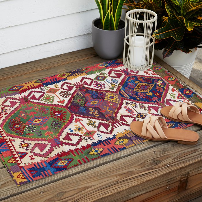 Adana Kilim South East Anatolia Antique Tribal Rug Print Outdoor Rug Gallery Image 2