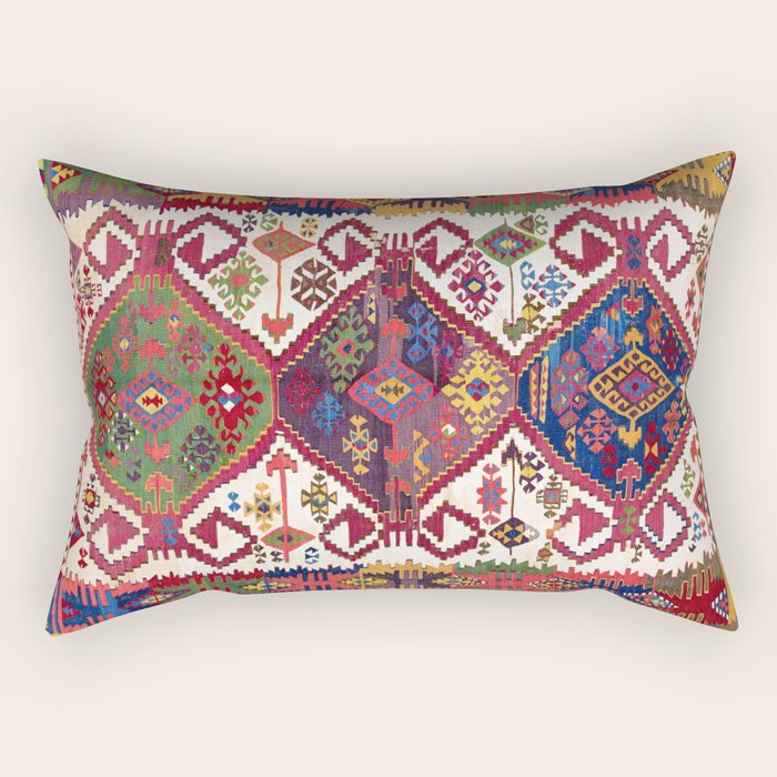 Adana Kilim South East Anatolia Antique Tribal Rug Print Rectangular Pillow Gallery Image 2