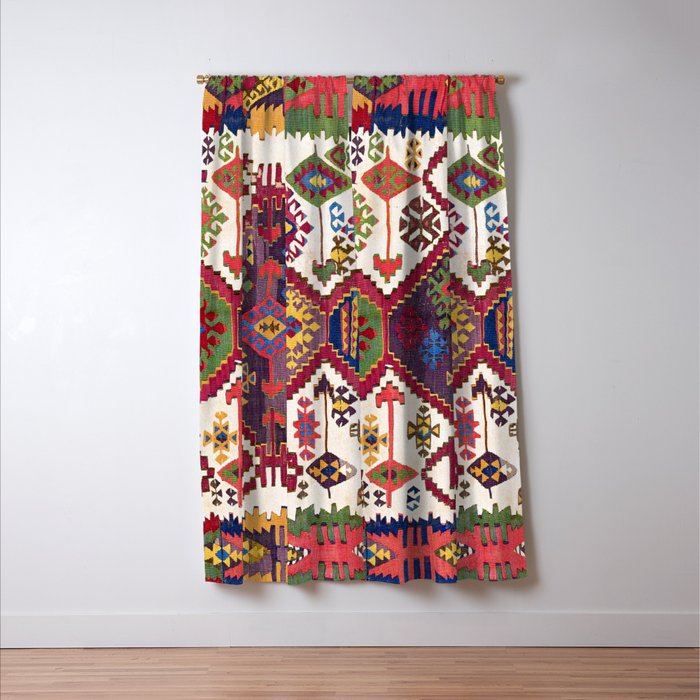 Adana Kilim South East Anatolia Antique Tribal Rug Print Window Curtain Gallery Image 3