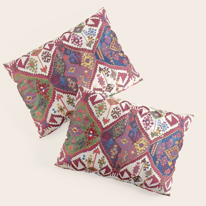 Adana Kilim South East Anatolia Antique Tribal Rug Print Pillow Sham Gallery Image 1