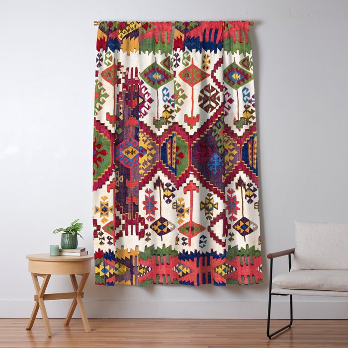 Adana Kilim South East Anatolia Antique Tribal Rug Print Window Curtain Gallery Image 1