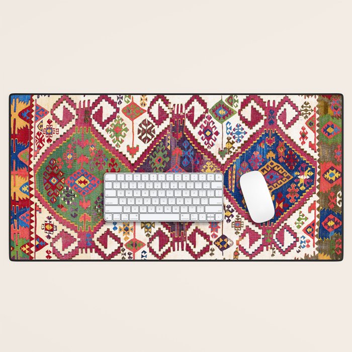 Adana Kilim South East Anatolia Antique Tribal Rug Print Desk Mat Gallery Image 1