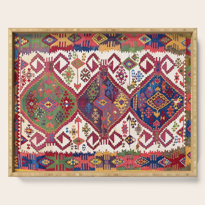 Adana Kilim South East Anatolia Antique Tribal Rug Print Serving Tray Gallery Image 1