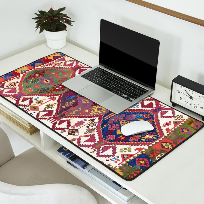 Adana Kilim South East Anatolia Antique Tribal Rug Print Desk Mat Gallery Image 2