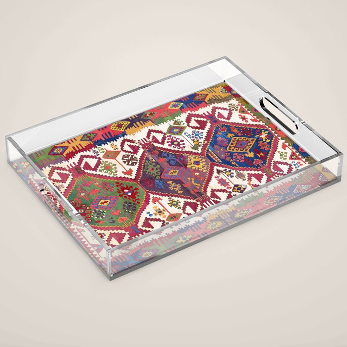 Adana Kilim South East Anatolia Antique Tribal Rug Print Acrylic Tray Gallery Image 1