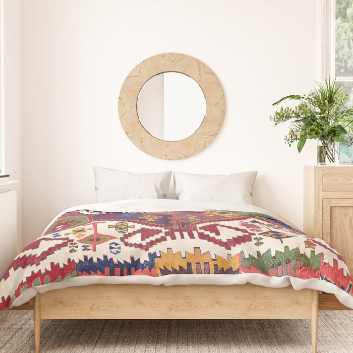 Adana Kilim South East Anatolia Antique Tribal Rug Print Duvet Cover Gallery Image 3