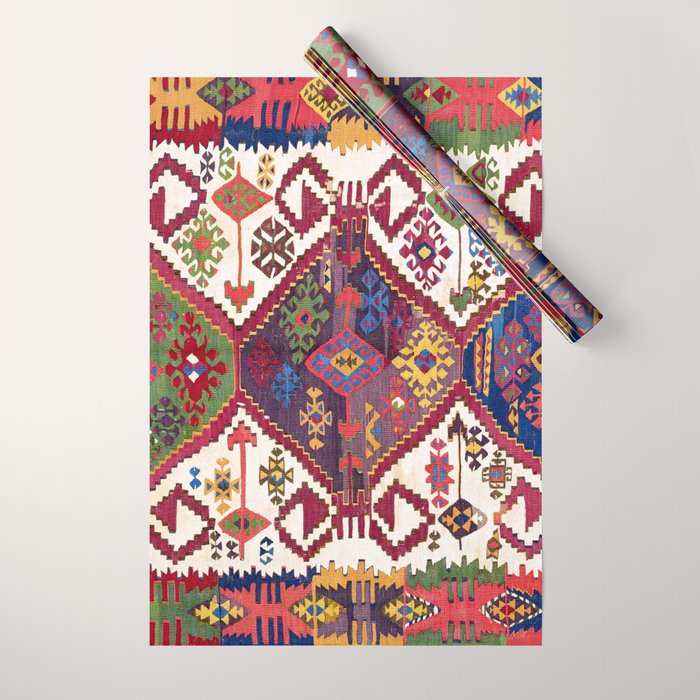 Adana Kilim South East Anatolia Antique Tribal Rug Print Wrapping Paper Gallery Image 1