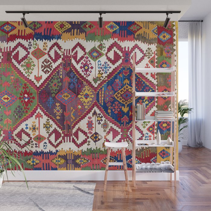 Adana Kilim South East Anatolia Antique Tribal Rug Print Wall Mural Gallery Image 1