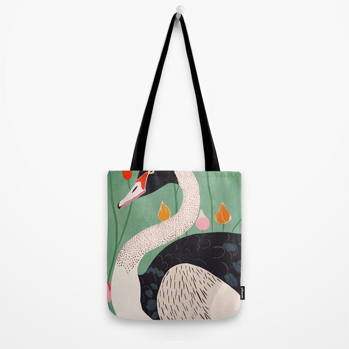 Swan in Flowers Tote Bag Gallery Image 2