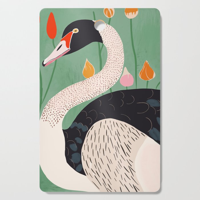Swan in Flowers Cutting Board Gallery Image 1