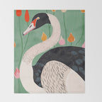 Swan in Flowers Throw Blanket Gallery Image 2