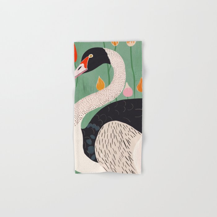 Swan in Flowers Bath Towel Gallery Image 1