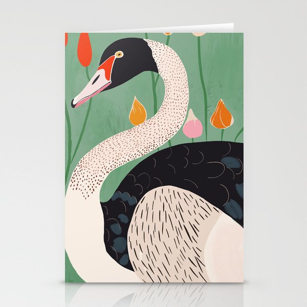Swan in Flowers Stationery Card Gallery Image 1
