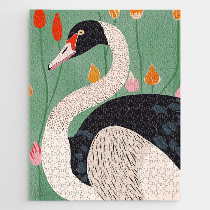 Swan in Flowers Jigsaw Puzzle Gallery Image 1