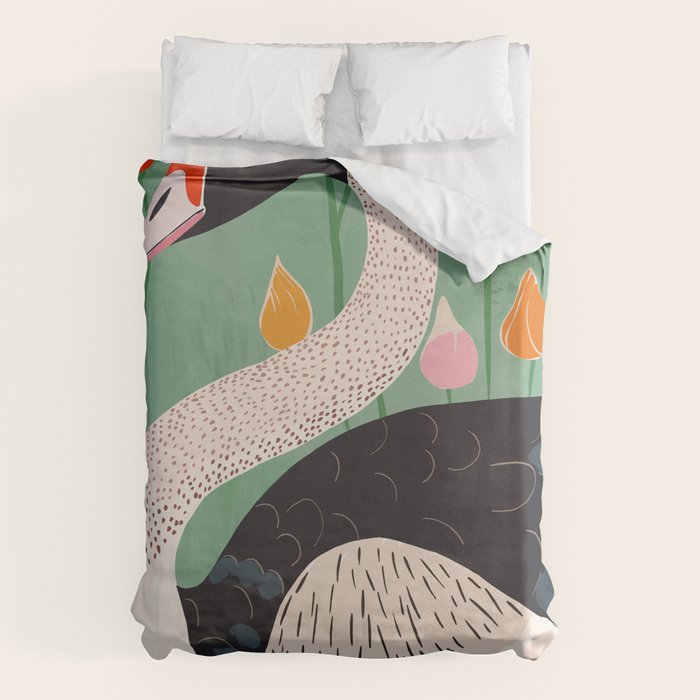 Swan in Flowers Duvet Cover Gallery Image 6