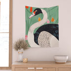 Swan in Flowers Wall Tapestry Gallery Image 2