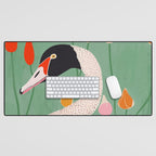 Swan in Flowers Desk Mat Gallery Image 1