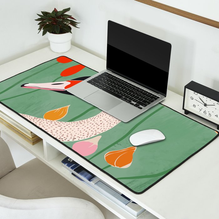 Swan in Flowers Desk Mat Gallery Image 2