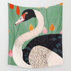 Swan in Flowers Wall Tapestry Gallery Image 4