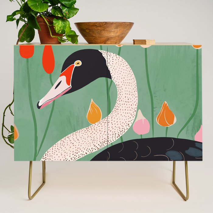Swan in Flowers Credenza Gallery Image 1
