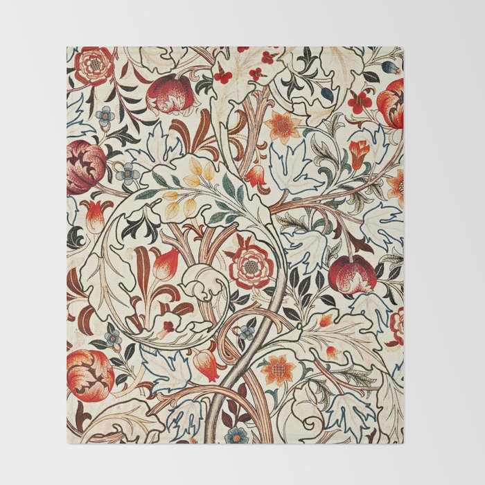 William Morris Floral Acanthus Throw Blanket Gallery Image 2