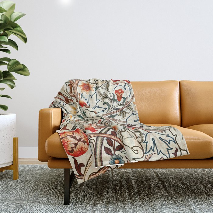 William Morris Floral Acanthus Throw Blanket Gallery Image 1