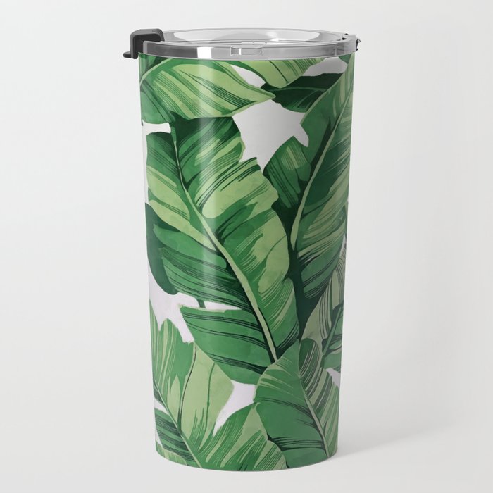 Tropical banana leaves V Travel Mug Gallery Image 3